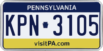 PA license plate KPN3105