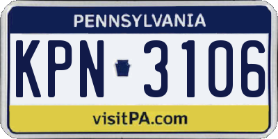 PA license plate KPN3106