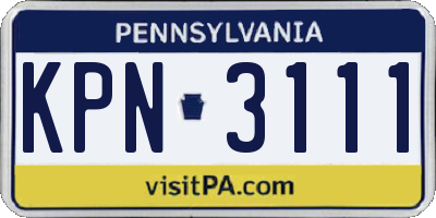 PA license plate KPN3111