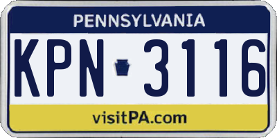 PA license plate KPN3116