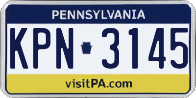PA license plate KPN3145