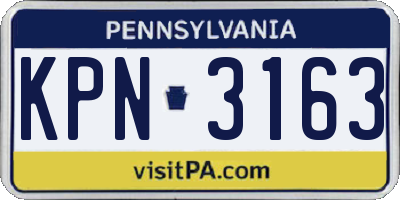 PA license plate KPN3163
