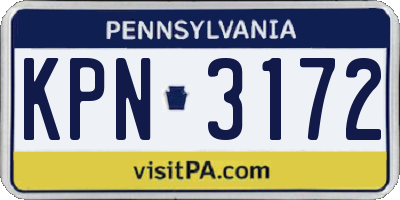 PA license plate KPN3172