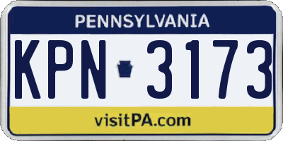PA license plate KPN3173