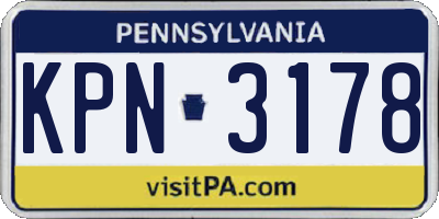 PA license plate KPN3178
