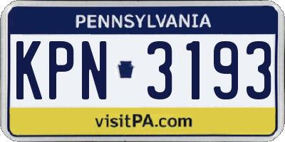 PA license plate KPN3193