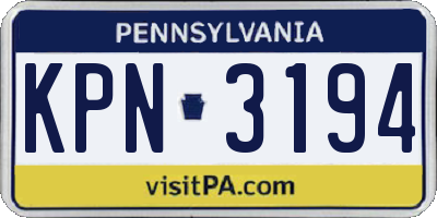 PA license plate KPN3194