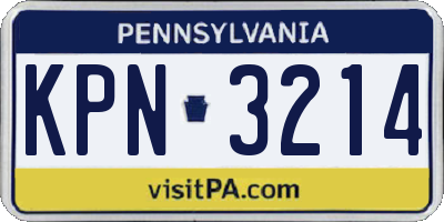 PA license plate KPN3214