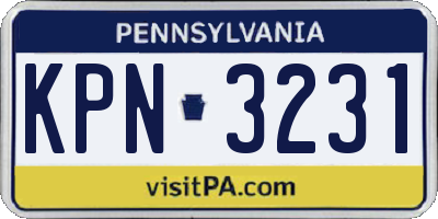 PA license plate KPN3231
