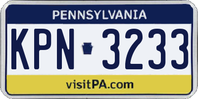 PA license plate KPN3233