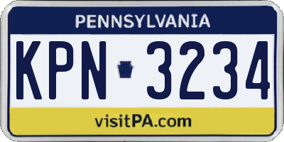 PA license plate KPN3234