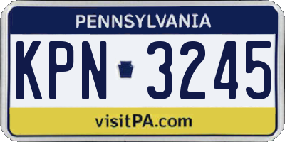 PA license plate KPN3245