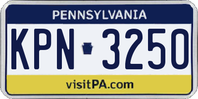 PA license plate KPN3250