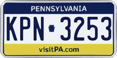 PA license plate KPN3253