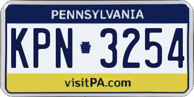 PA license plate KPN3254