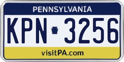PA license plate KPN3256
