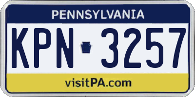 PA license plate KPN3257
