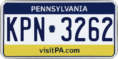 PA license plate KPN3262