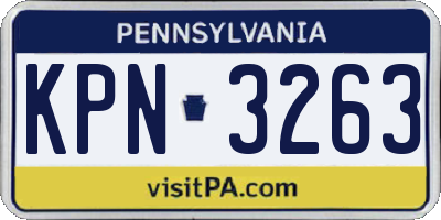 PA license plate KPN3263