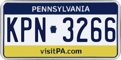 PA license plate KPN3266