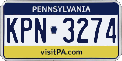 PA license plate KPN3274