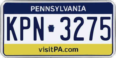 PA license plate KPN3275