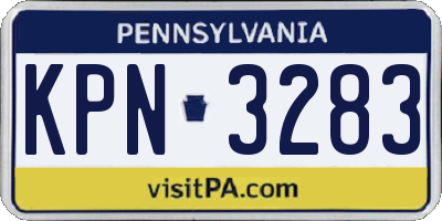 PA license plate KPN3283