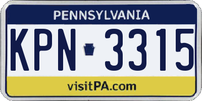 PA license plate KPN3315