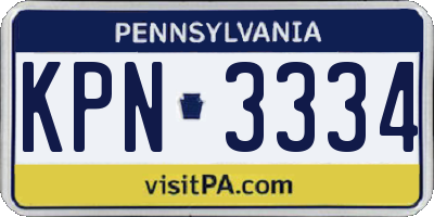 PA license plate KPN3334