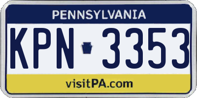 PA license plate KPN3353