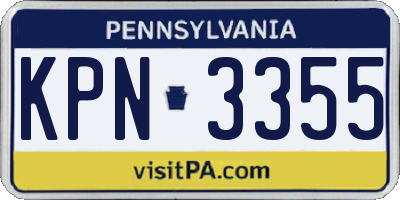 PA license plate KPN3355