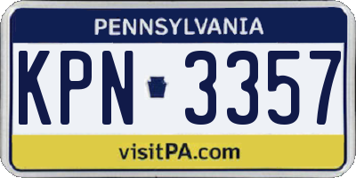 PA license plate KPN3357