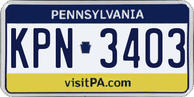 PA license plate KPN3403