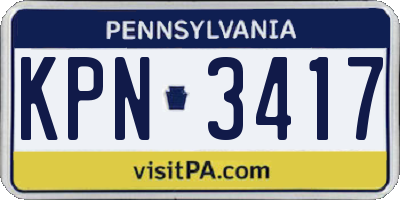PA license plate KPN3417