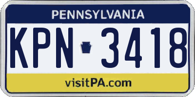 PA license plate KPN3418