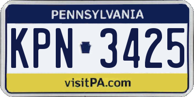 PA license plate KPN3425