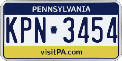 PA license plate KPN3454