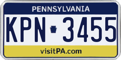 PA license plate KPN3455