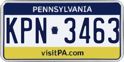 PA license plate KPN3463