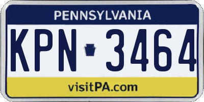 PA license plate KPN3464