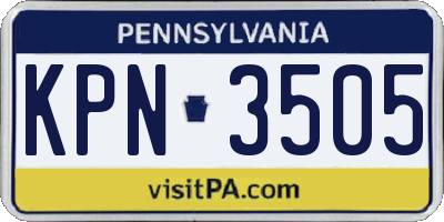PA license plate KPN3505