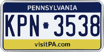 PA license plate KPN3538