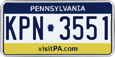 PA license plate KPN3551
