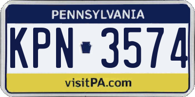 PA license plate KPN3574