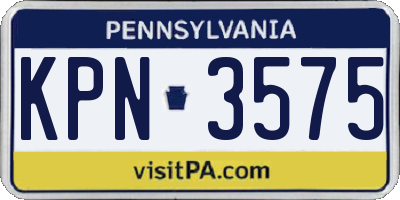 PA license plate KPN3575