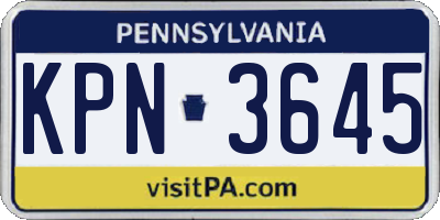 PA license plate KPN3645