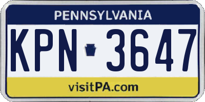 PA license plate KPN3647