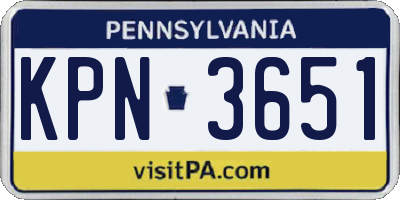 PA license plate KPN3651