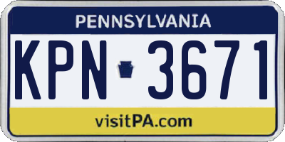 PA license plate KPN3671