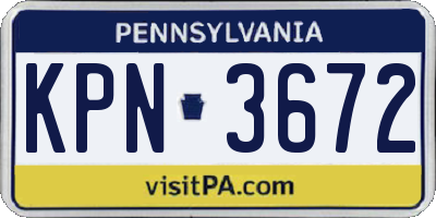 PA license plate KPN3672